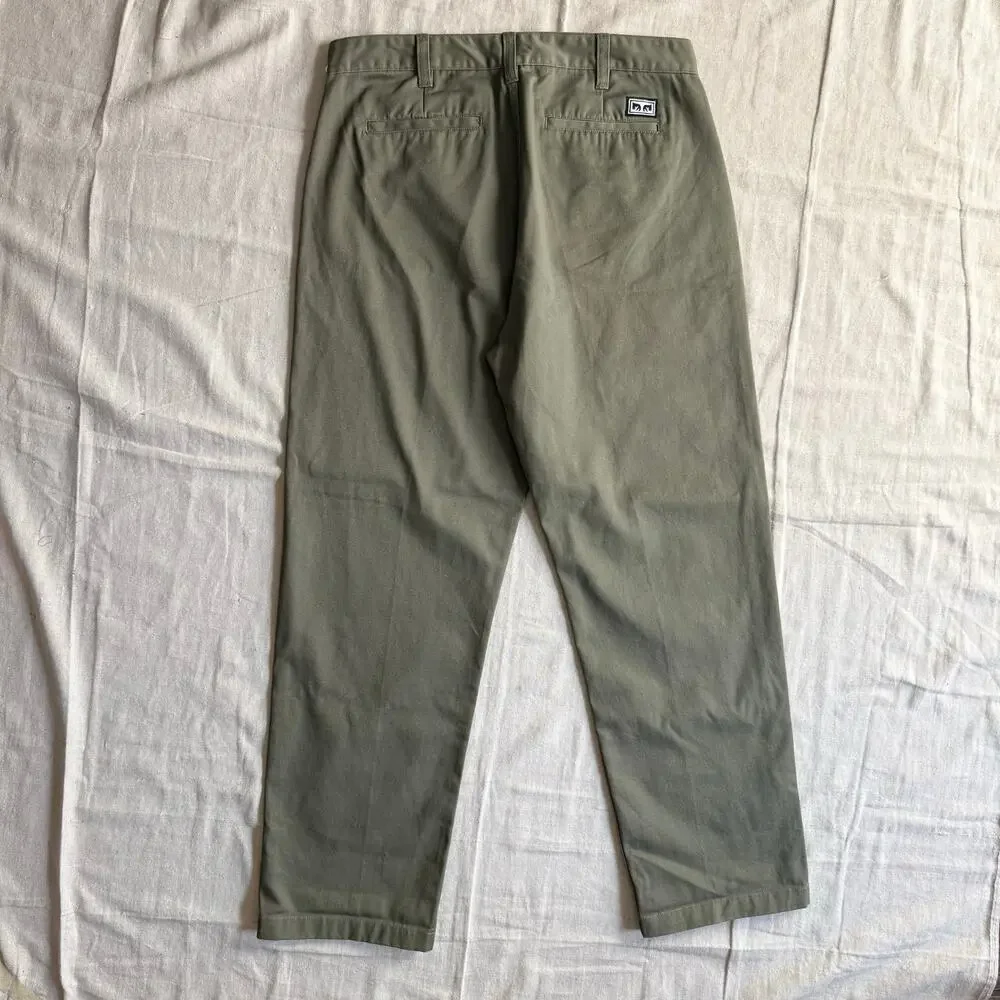Obey Pants Men's 34X31 Olive Green Chinos Andre the Giant Shepard Fairey New